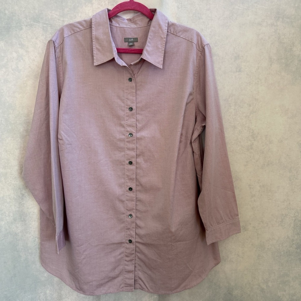J. Jill Womens‎ Dusty Pink 100% Cotton Button Down Oversized Relaxed Top Size 2X
